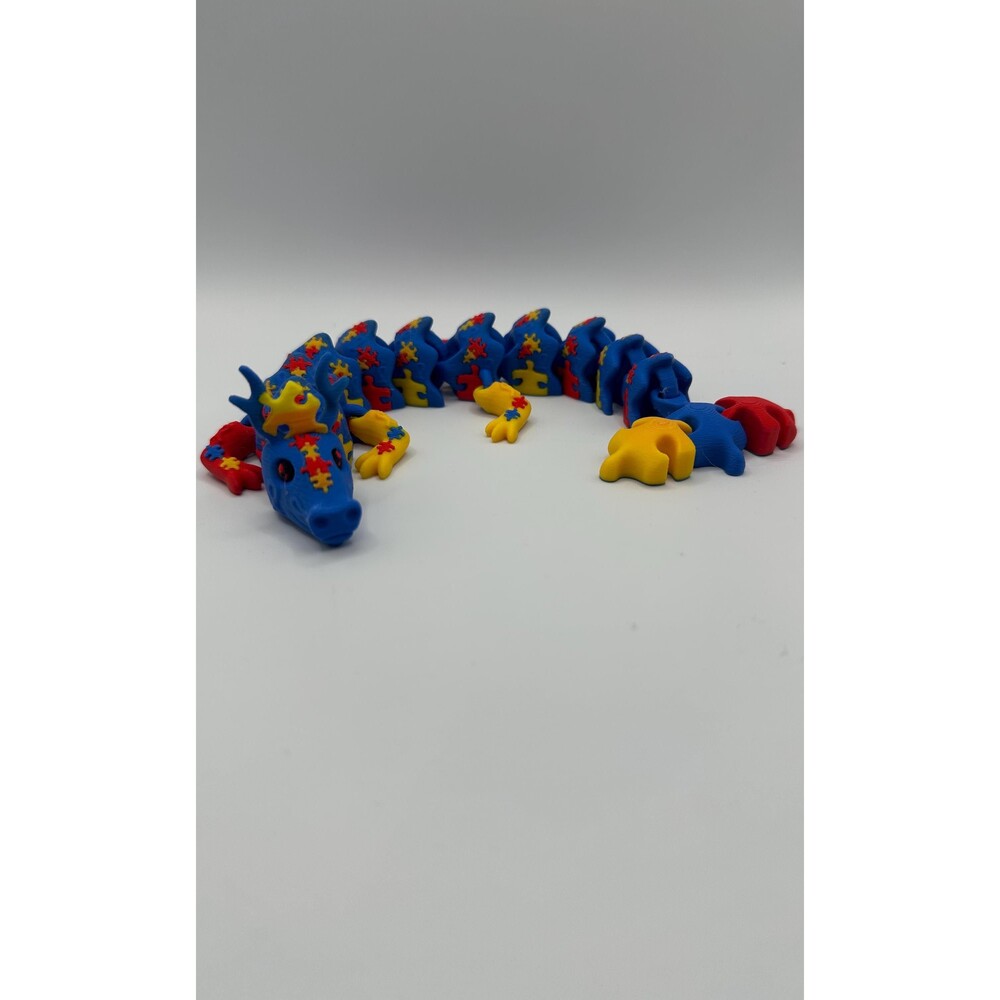 Articulated 3D-printed Autism Awareness Dragon